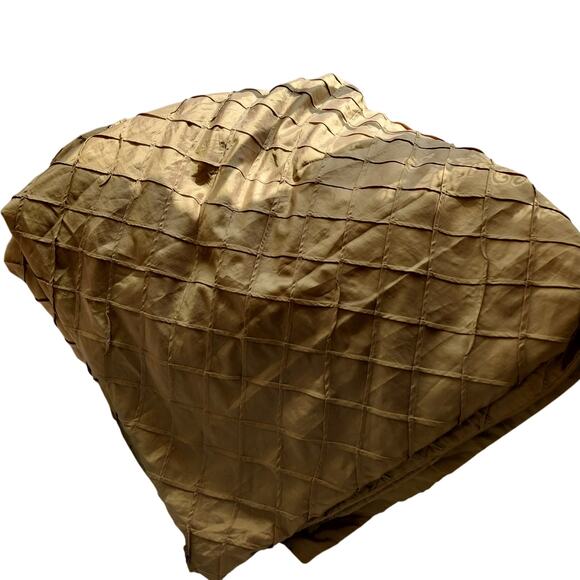 GORGEOUS GOLD! DIAMOND TUFTED GOLD SATIN DUVET COVER & MATCHED SHAMS SET! SZ FL - Picture 6 of 10